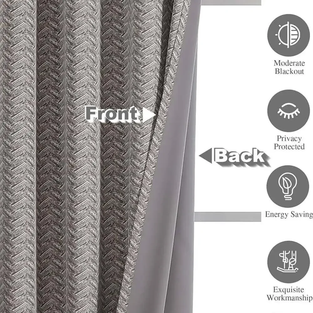 BULLPRINCESS Dark Grey Blackout Curtains, 2 Panels